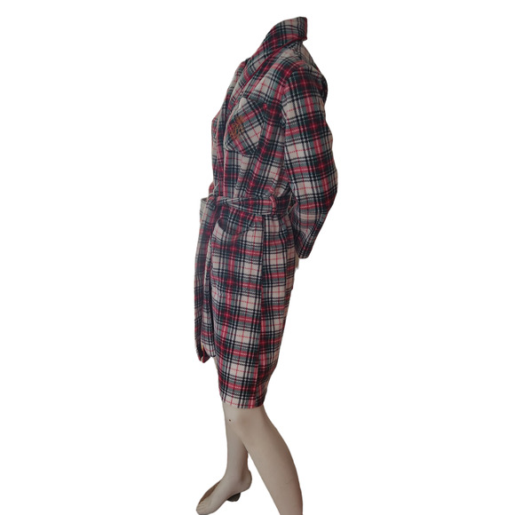 Lauren Ralph Lauren Fleece Robe Women Size XS Plaid Light Pocket Long Sleeve Tie - Picture 8 of 13